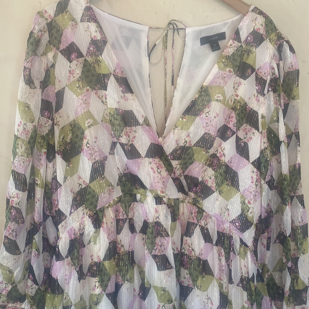 NEW J. Crew Lurex Metallic Chiffon Midi Dress NWT - Picture 4 of 13